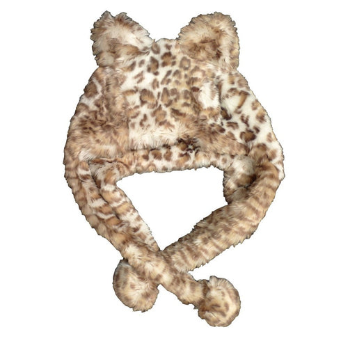 Little Girls Snow Leopard Faux Hat 1T-5 - SophiasStyle.com